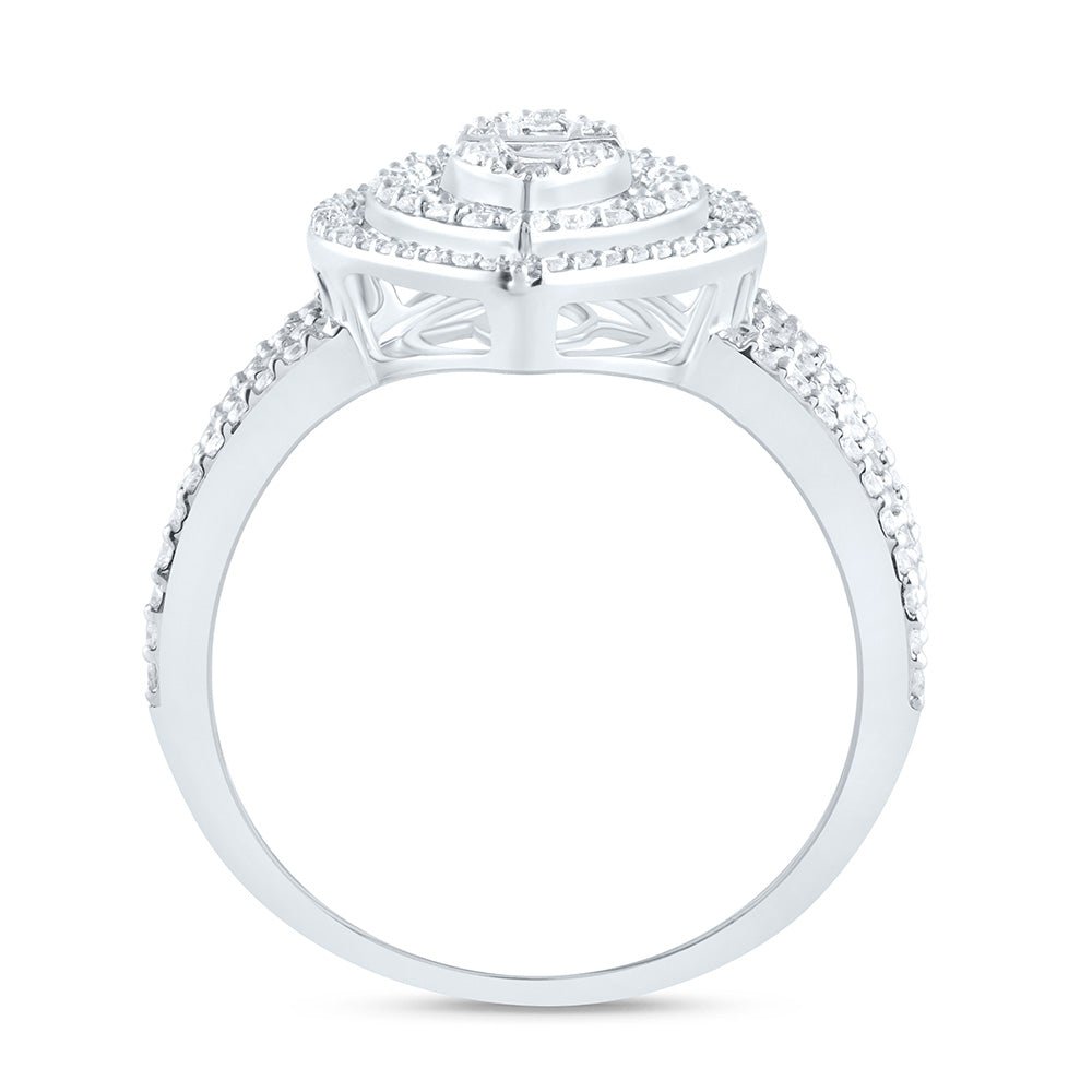 14K White Gold Diamond Fashion Marquise Baguette Bridal Ring 1 3/4 Cttw - Splendid Jewellery