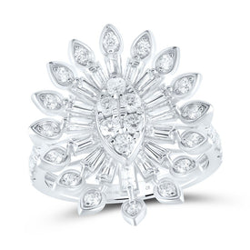 14K White Gold Diamond Fashion Marquise Ring 1 7/8 Cttw - Splendid Jewellery