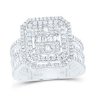 14K White Gold Diamond Fashion Octagon Baguette Bridal Ring 1 1/2 Cttw - Splendid Jewellery