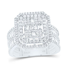 Load image into Gallery viewer, 14K White Gold Diamond Fashion Octagon Baguette Bridal Ring 1 1/2 Cttw - Splendid Jewellery