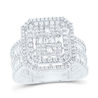 14K White Gold Diamond Fashion Octagon Baguette Bridal Ring 1 1/2 Cttw - Splendid Jewellery