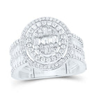 14K White Gold Diamond Fashion Oval Baguette Bridal Ring 1 5/8 Cttw - Splendid Jewellery