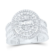 Load image into Gallery viewer, 14K White Gold Diamond Fashion Oval Baguette Bridal Ring 1 5/8 Cttw - Splendid Jewellery