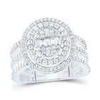 14K White Gold Diamond Fashion Oval Baguette Bridal Ring 1 5/8 Cttw - Splendid Jewellery