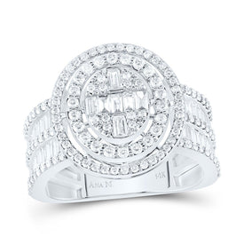 14K White Gold Diamond Fashion Oval Baguette Bridal Ring 1 5/8 Cttw - Splendid Jewellery