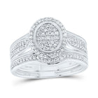 14K White Gold Diamond Fashion Oval Bridal Set 1/2 Cttw - Splendid Jewellery