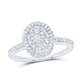14K White Gold Diamond Fashion Oval Ring 1/2 Cttw - Splendid Jewellery