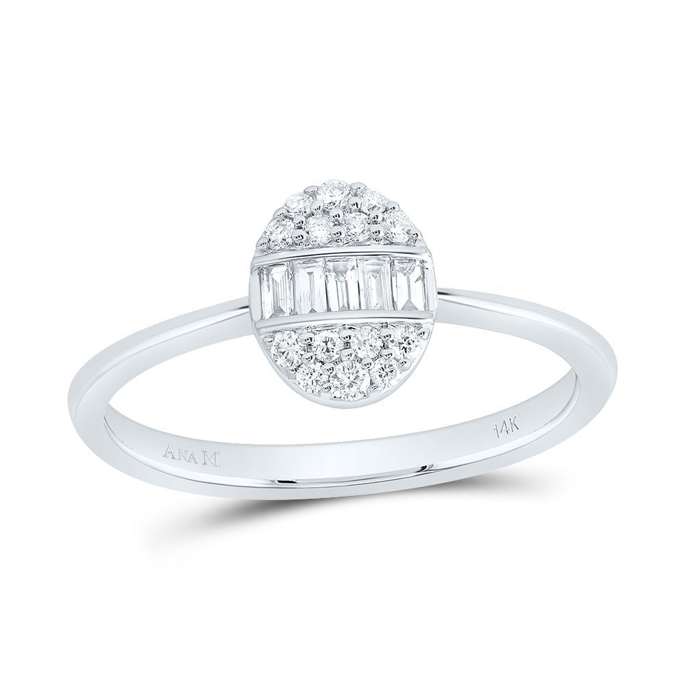 14K White Gold Diamond Fashion Oval Ring 1/4 Cttw - Splendid Jewellery