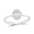 14K White Gold Diamond Fashion Oval Ring 1/4 Cttw - Splendid Jewellery