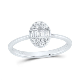 14K White Gold Diamond Fashion Oval Ring 1/4 Cttw - Splendid Jewellery