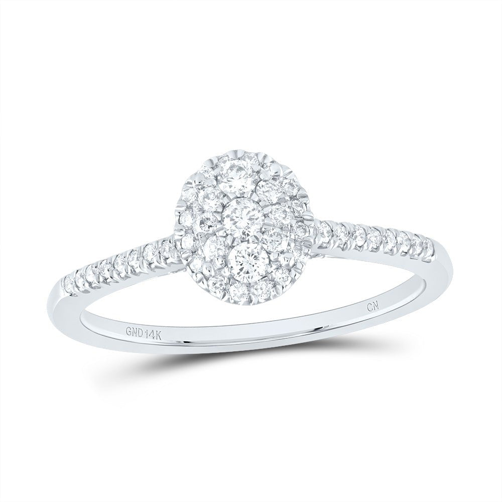 14K White Gold Diamond Fashion Oval Ring 3/8 Cttw - Splendid Jewellery