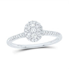 14K White Gold Diamond Fashion Oval Ring 3/8 Cttw - Splendid Jewellery