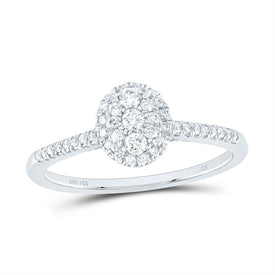 14K White Gold Diamond Fashion Oval Ring 3/8 Cttw - Splendid Jewellery
