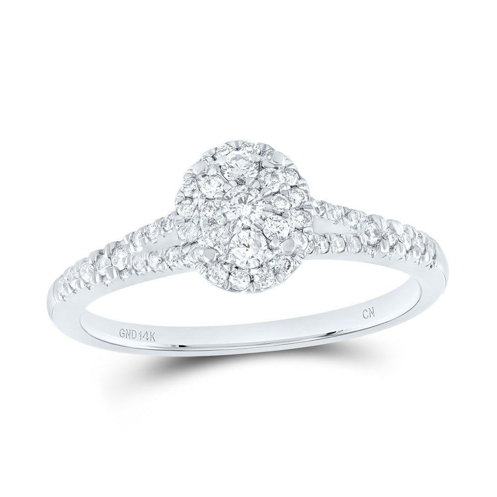 14K White Gold Diamond Fashion Oval Ring 3/8 Cttw - Splendid Jewellery
