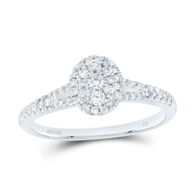 14K White Gold Diamond Fashion Oval Ring 3/8 Cttw - Splendid Jewellery