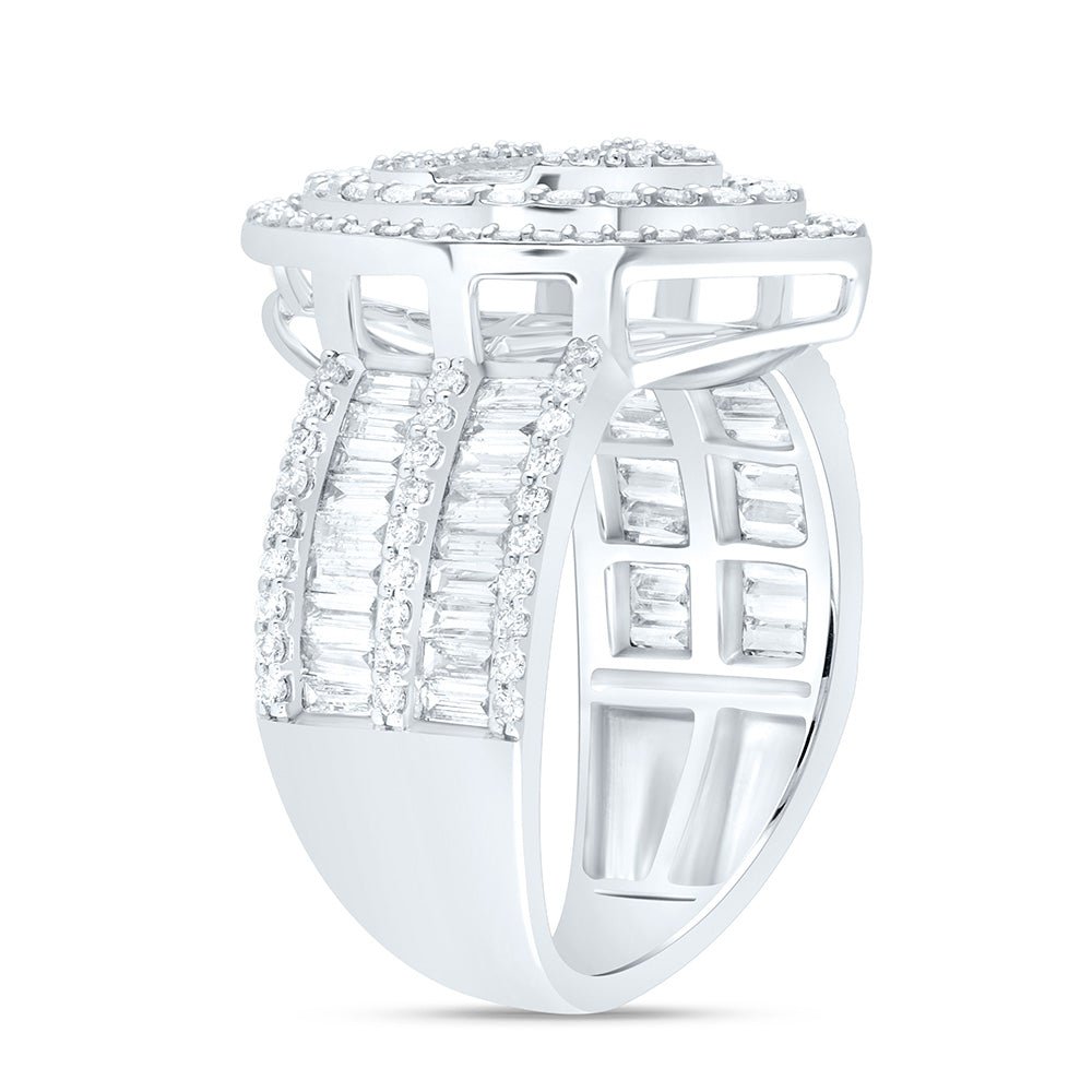 14K White Gold Diamond Fashion Pear Baguette Bridal Ring 1 3/8 Cttw - Splendid Jewellery