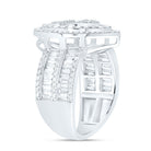 14K White Gold Diamond Fashion Pear Baguette Bridal Ring 1 3/8 Cttw - Splendid Jewellery