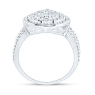 14K White Gold Diamond Fashion Pear Baguette Bridal Ring 1 3/8 Cttw - Splendid Jewellery