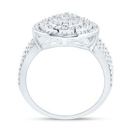 14K White Gold Diamond Fashion Pear Baguette Bridal Ring 1 3/8 Cttw - Splendid Jewellery