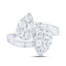 Load image into Gallery viewer, 14K White Gold Diamond Fashion Pear Cuff Ring 1 3/8 Cttw - Splendid Jewellery