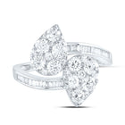 14K White Gold Diamond Fashion Pear Cuff Ring 1 3/8 Cttw - Splendid Jewellery