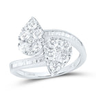 14K White Gold Diamond Fashion Pear Cuff Ring 1 3/8 Cttw - Splendid Jewellery