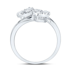 14K White Gold Diamond Fashion Pear Cuff Ring 1 3/8 Cttw - Splendid Jewellery