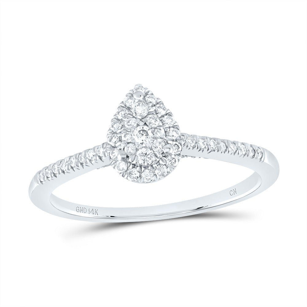 14K White Gold Diamond Fashion Pear Ring 1/3 Cttw - Splendid Jewellery
