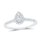 14K White Gold Diamond Fashion Pear Ring 1/3 Cttw - Splendid Jewellery