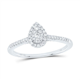 14K White Gold Diamond Fashion Pear Ring 1/3 Cttw - Splendid Jewellery