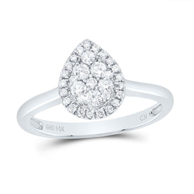 14K White Gold Diamond Fashion Pear Ring 1/3 Cttw - Splendid Jewellery