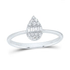 14K White Gold Diamond Fashion Pear Ring 1/5 Cttw - Splendid Jewellery