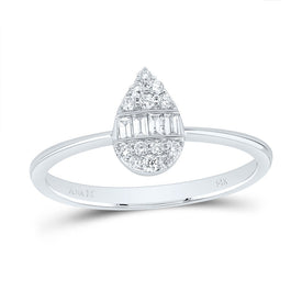 14K White Gold Diamond Fashion Pear Ring 1/5 Cttw - Splendid Jewellery