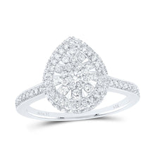 Load image into Gallery viewer, 14K White Gold Diamond Fashion Pear Ring 5/8 Cttw - Splendid Jewellery