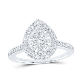 14K White Gold Diamond Fashion Pear Ring 5/8 Cttw - Splendid Jewellery