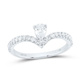 14K White Gold Diamond Fashion Pear Women's Ring 5/8 Cttw - Splendid Jewellery