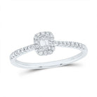 14K White Gold Diamond Fashion Promise Emerald Ring 1/4 Cttw - Splendid Jewellery