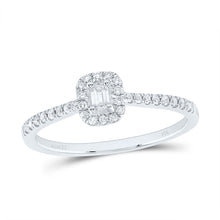 Load image into Gallery viewer, 14K White Gold Diamond Fashion Promise Emerald Ring 1/4 Cttw - Splendid Jewellery
