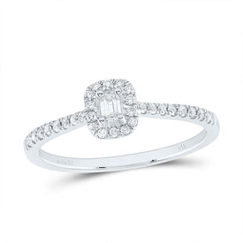 14K White Gold Diamond Fashion Promise Emerald Ring 1/4 Cttw - Splendid Jewellery