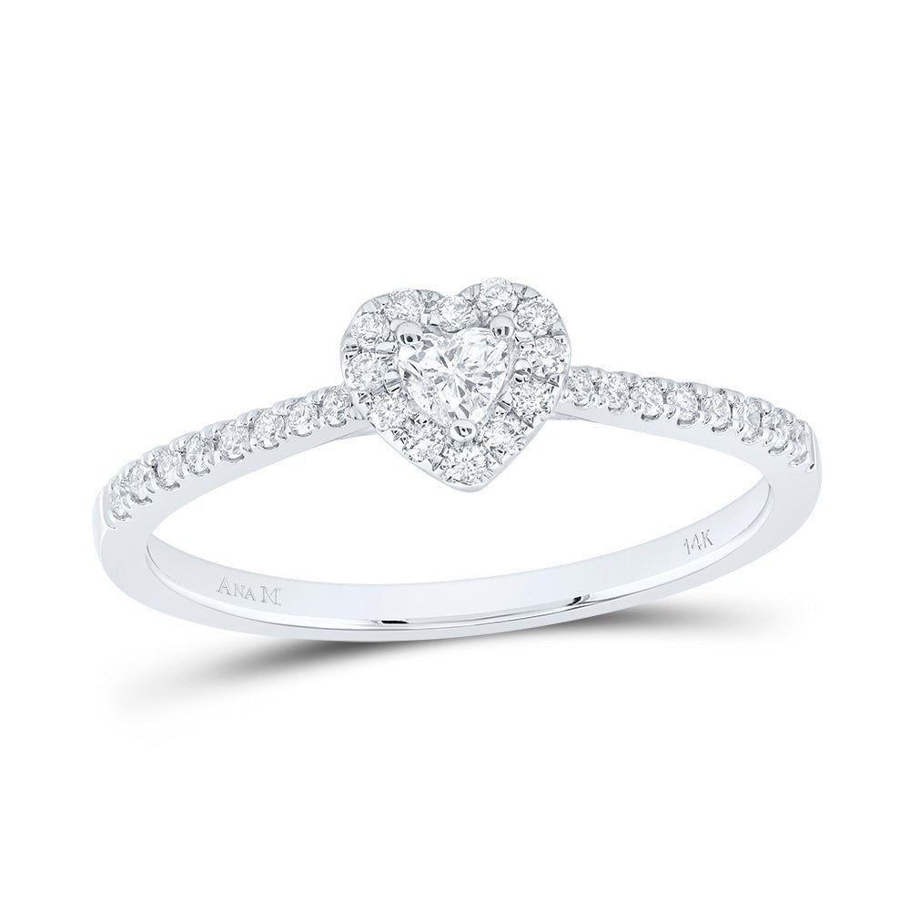14K White Gold Diamond Fashion Promise Heart Ring 1/4 Cttw - Splendid Jewellery