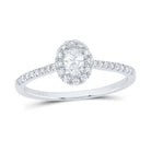 14K White Gold Diamond Fashion Promise Oval Ring 1/3 Cttw - Splendid Jewellery