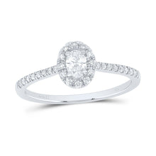 Load image into Gallery viewer, 14K White Gold Diamond Fashion Promise Oval Ring 1/3 Cttw - Splendid Jewellery
