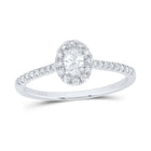 14K White Gold Diamond Fashion Promise Oval Ring 1/3 Cttw - Splendid Jewellery