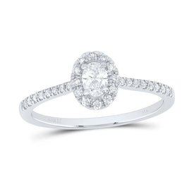 14K White Gold Diamond Fashion Promise Oval Ring 1/3 Cttw - Splendid Jewellery