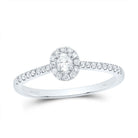 14K White Gold Diamond Fashion Promise Oval Ring 1/4 Cttw - Splendid Jewellery