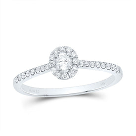 14K White Gold Diamond Fashion Promise Oval Ring 1/4 Cttw - Splendid Jewellery