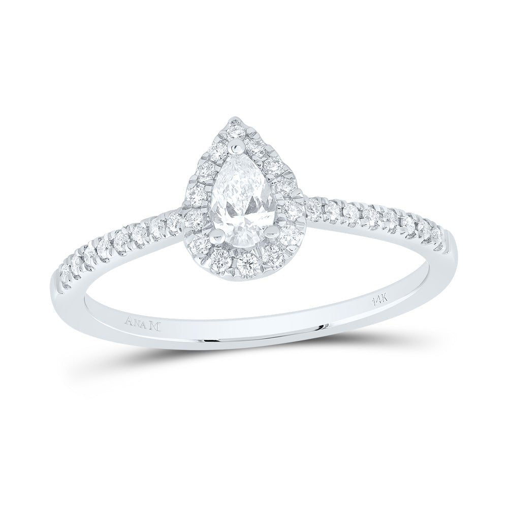 14K White Gold Diamond Fashion Promise Pear Ring 1/3 Cttw - Splendid Jewellery