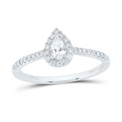 14K White Gold Diamond Fashion Promise Pear Ring 1/3 Cttw - Splendid Jewellery