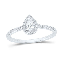 Load image into Gallery viewer, 14K White Gold Diamond Fashion Promise Pear Ring 1/3 Cttw - Splendid Jewellery