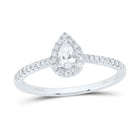 14K White Gold Diamond Fashion Promise Pear Ring 1/3 Cttw - Splendid Jewellery